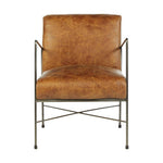 Hoxton Light Brown Genuine Leather and Iron Lounge Chair