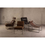 Hoxton Brown Leather Lounge Chair with Rose Gold Iron Frame