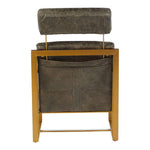 Hoxton Grey Leather Lounge Chair with Rose Gold Finish Frame