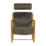 Hoxton Grey Leather Lounge Chair with Rose Gold Finish Frame