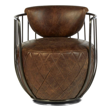 Hoxton Brown Leather Swivel Chair