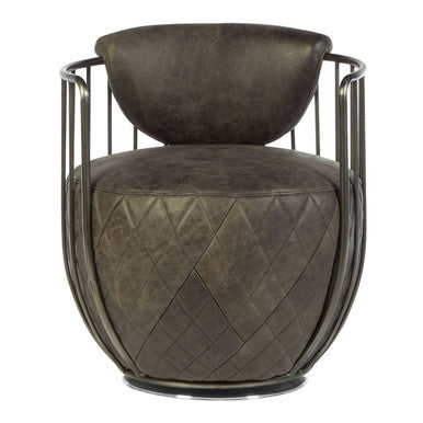 Hoxton Dark Grey Leather Swivel Chair