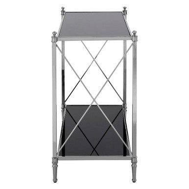 Hoffmann Black Glass and Nickel Finish Console Table