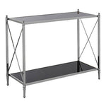 Hoffmann Black Glass and Nickel Finish Console Table