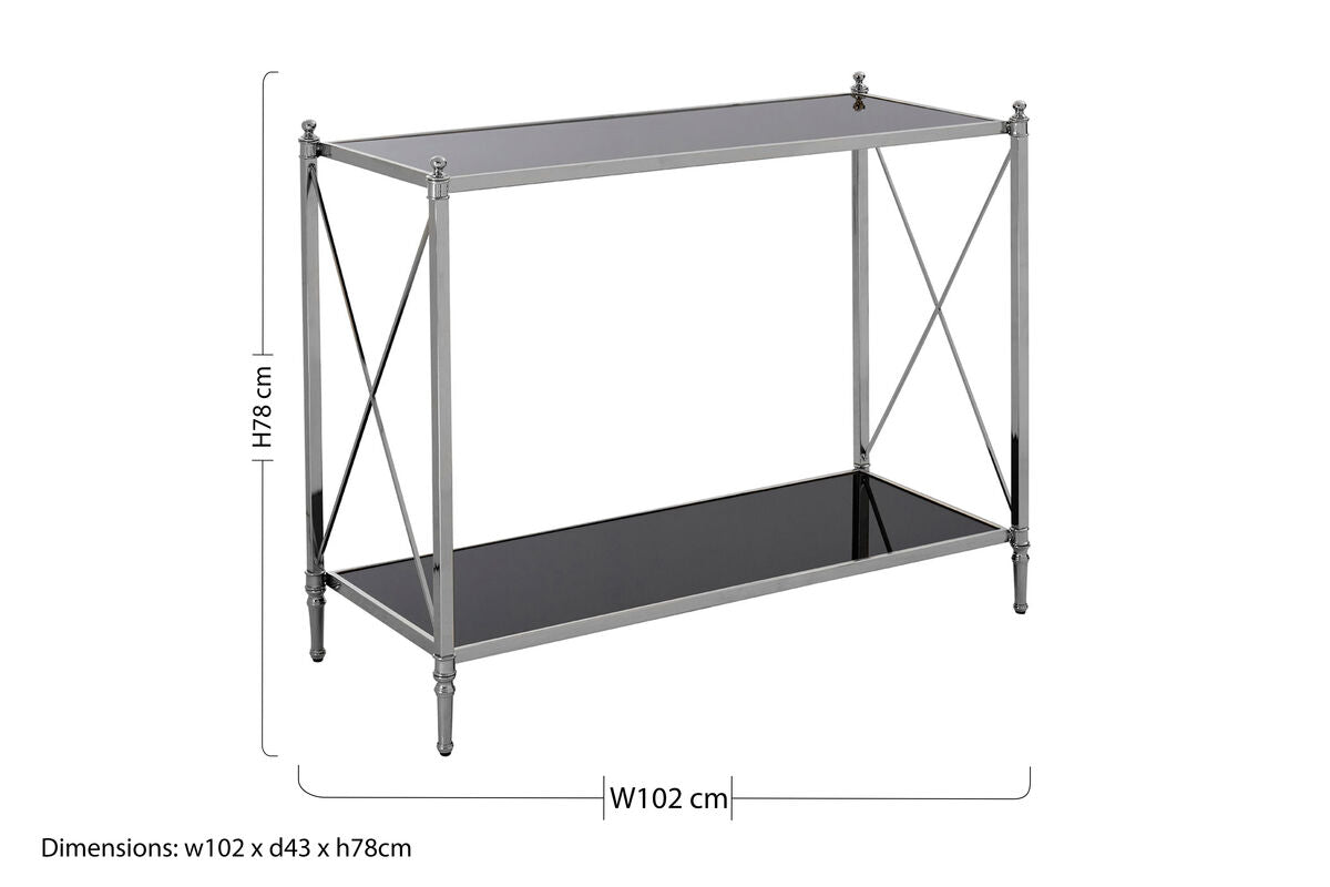 Hoffmann Black Glass and Nickel Finish Console Table
