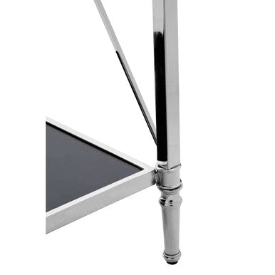 Hoffmann Black Glass and Nickel Finish Console Table