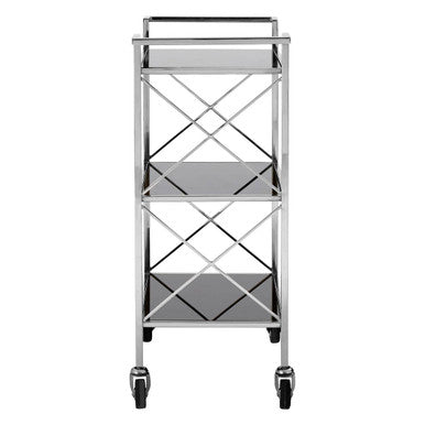 Hoffmann Black Mirrored Glass 3 Tier Trolley
