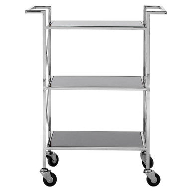 Hoffmann Black Mirrored Glass 3 Tier Trolley
