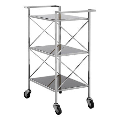 Hoffmann Black Mirrored Glass 3 Tier Trolley