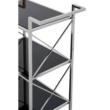 Hoffmann Black Mirrored Glass 3 Tier Trolley