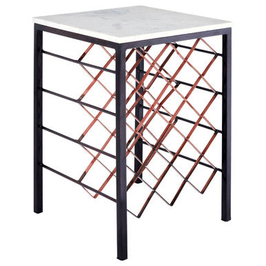 Templar White Marble And Iron Wine Rack Table