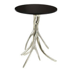 Antler Round Side Table with Black Marble Top
