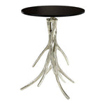 Antler Round Side Table with Black Marble Top