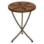 Elmo Elm Wood and Iron Small Side Table
