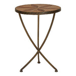 Elmo Elm Wood and Iron Small Side Table