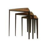 Elmo Elm Wood and Iron Set Of 3 Triangular Tables