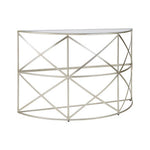 Rubia Silver Leaf Demilune Console Table
