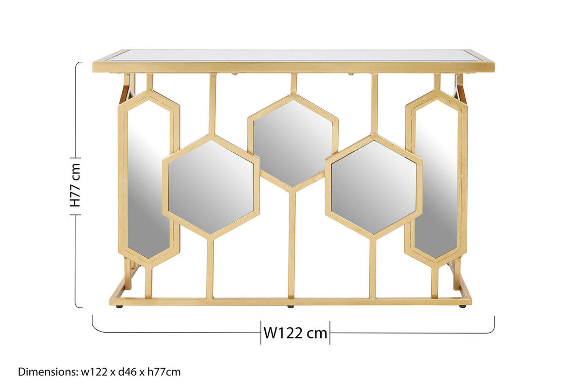 Rio Gold and Mirror Console Table