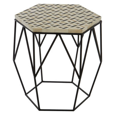 Harlo Ivory and Black Hexagon Side Table
