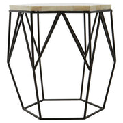 Harlo Ivory and Black Hexagon Side Table
