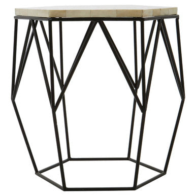Harlo Ivory and Black Hexagon Side Table