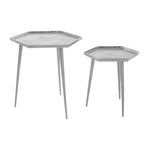 Halle Silver Set Of 2 Hexagonal Side Tables