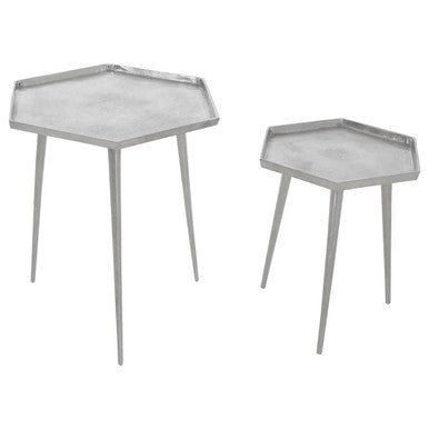 Halle Silver Set Of 2 Hexagonal Side Tables