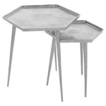 Halle Silver Set Of 2 Hexagonal Side Tables