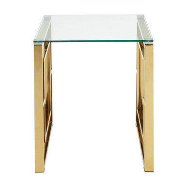 Allure Gold Finish Square Legs End Table