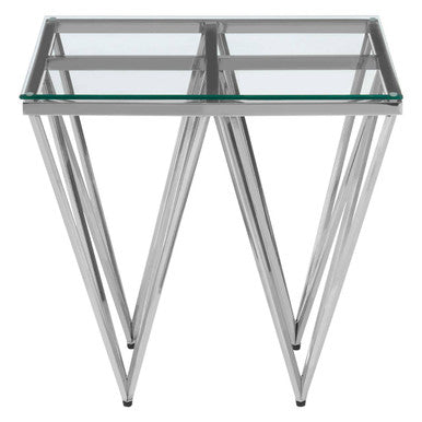 Allure Silver Finish Prismatic Legs End Table