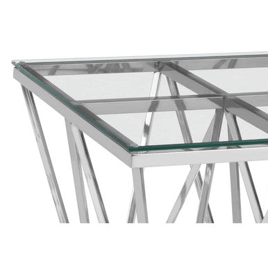 Allure Silver Finish Prismatic Legs End Table
