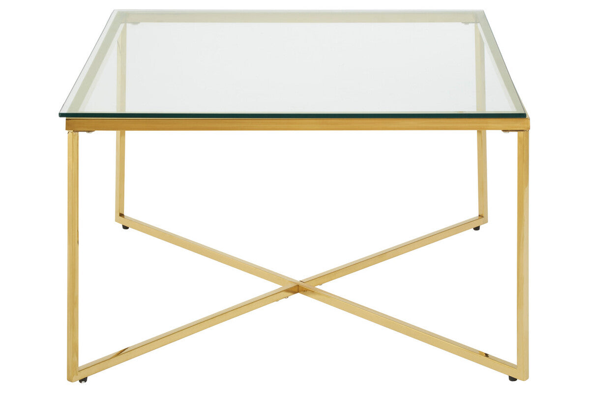 Allure Gold Finish Cross Base Coffee Table