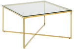 Allure Gold Finish Cross Base Coffee Table