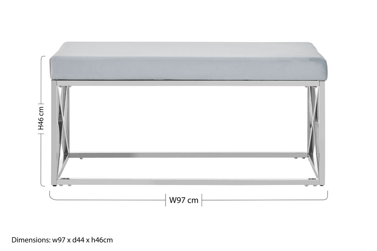 Allure Light Blue Velvet Bench