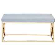 Allure Powder Blue Velvet And Gold Bench