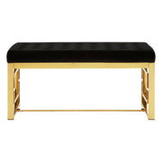 Allure Black Velvet And Gold Bench