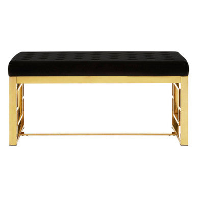 Allure Black Velvet And Gold Bench