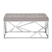 Allure Mink Velvet Bench with Silver Finish Frame