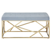 Allure Gold And Powder Blue Velvet Bench