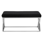 Allure Black Velvet Bench with Silver legs