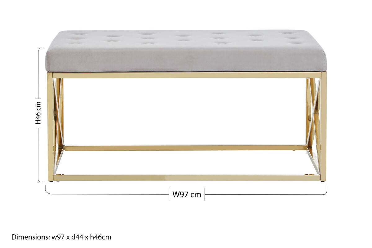 Allure Mink Velvet Gold Finish Bench