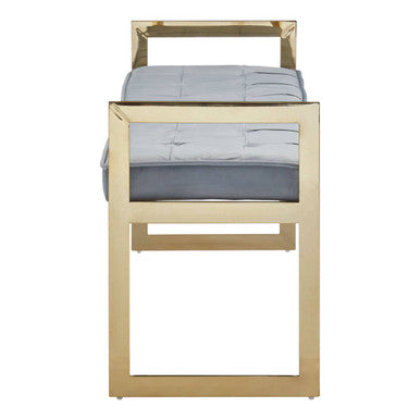 Allure Powder Blue And Gold Tufted Bench
