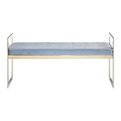 Allure Powder Blue And Gold Tufted Bench