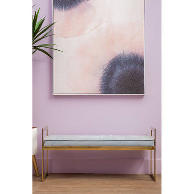 Allure Powder Blue And Gold Tufted Bench