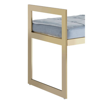 Allure Powder Blue And Gold Tufted Bench