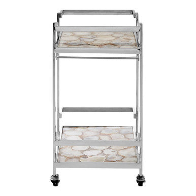 Vita White Agate Drinks Trolley