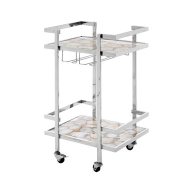 Vita White Agate Drinks Trolley