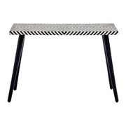 Boho Black and White Bone Inlay Console Table with Metal Legs
