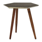 Boho Hexagonal Wooden Side Table