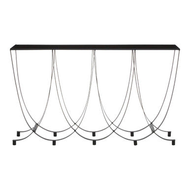 Trento Console Table With Black Glass Top